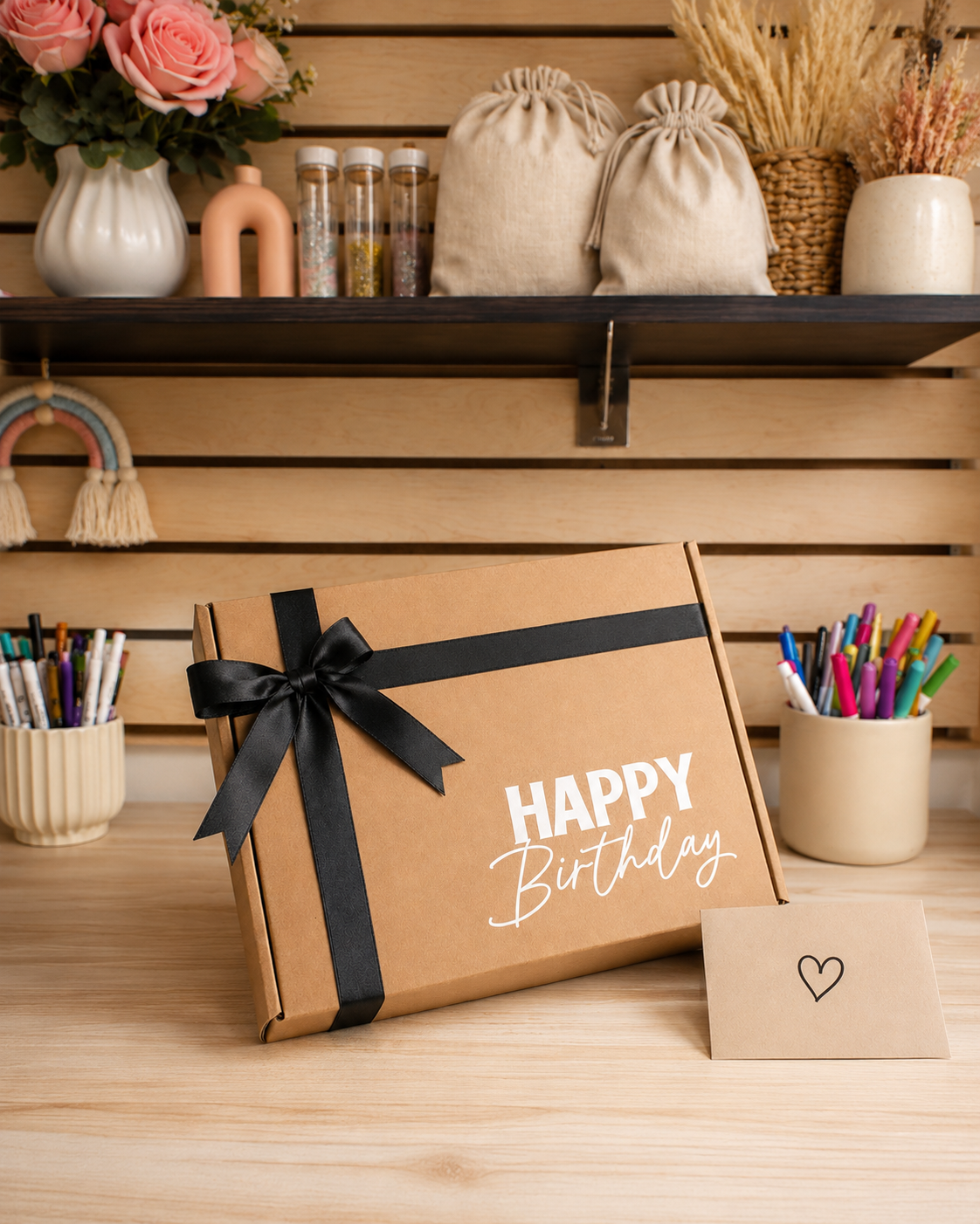 Caja de regalo personalizada premium con moño con tag
