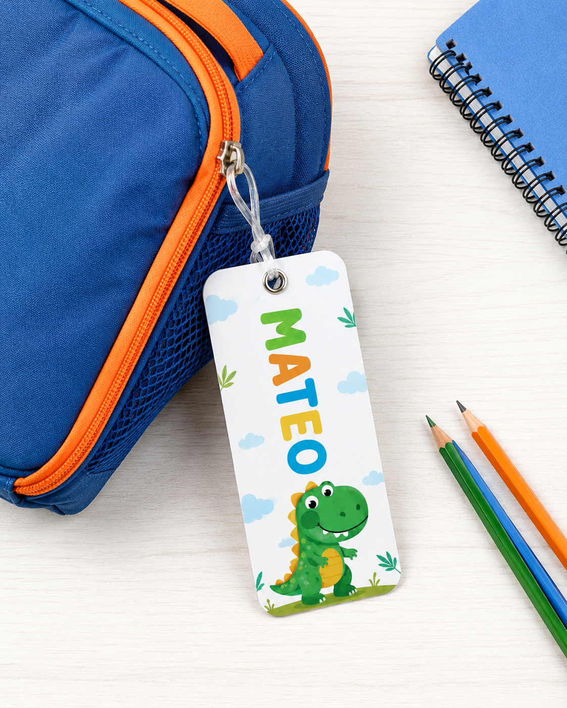 Tag personalizado con nombre para mochila y lonchera de regreso a clases