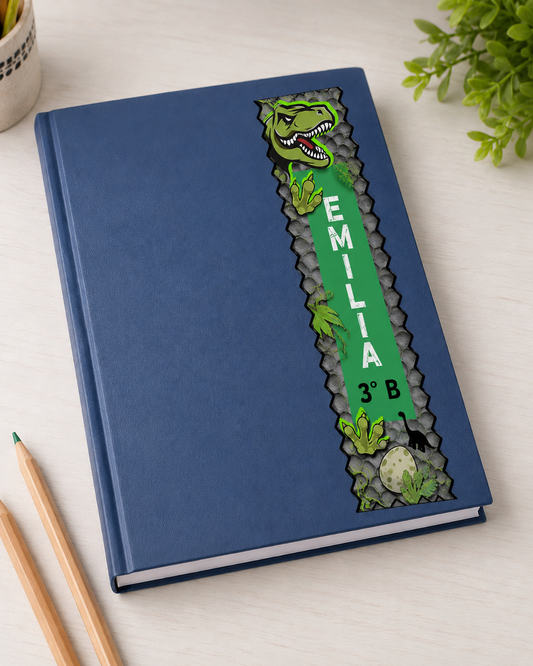 Etiqueta franja personalizada para portada de libreta escolar